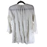Raviya Swim Cover Up Dress Mini Long Bell Sleeve Crinkle V Neck Crochet White S Photo 1
