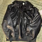 H&M Black Faux Leather Bomber Jacket Photo 1