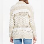 Lucky Brand boho Aztec southwestern earthy chunky knit fringe open cardigan S Photo 2