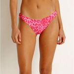 Mikoh  Uturoa Bikini Bottom Hot Pink Leopard Punch Side Acrylic Rings Large Photo 1