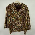 Scott Taylor Silk Blend Tropical Print Blouse 2X Plus Button Front Brown Photo 0