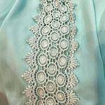 Bluetique  mint green long crotched lace flare sleeves shift dress size small Photo 3