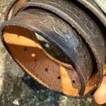 Siskiyou Vintage 1995 Bear Baw Silver Belt Buckle Black Leather Belt‎ 41” Photo 5