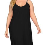 Chama Plus Size Chemise Soft Sexy Sleepwear Pleated Nightgowns Loungewear Black Photo 0