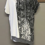 ZARA Asymmetrical Crewneck Short Sleeve Abstract Mix Material Hi/Low Blouse-Med Photo 0