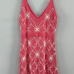 Milly of New York Pink Knit Floral Embellished Sleeveless Cotton Dress Photo 1