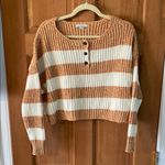 American Eagle  Size Medium Women's Teen Girl Striped Brown and Cream Sweater Photo 0