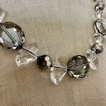 Stella & Dot  Chloe Ribbon Tie Smokey Grey beaded Necklace Photo 3