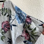 Laura Bianchi Women’s 100% Linen Gray Floral Shirt Made In Italy Size‎ Large Photo 6