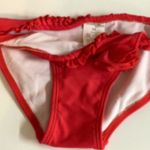Beach Joy Size Medium Red Rose & Ruffle Side Tie Bikini Bottom. New Without Tags Photo 3