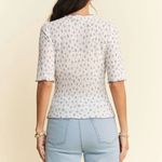 Davi & Dani  Lace Stretch Floral Marrow Edge‎ Half Sleeve Top Photo 5