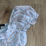 Pink Blue Floral Mini Dress Puff Sleeve Spring Easter Gender Reveal SZ Small Photo 2