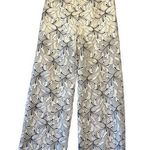 Maria Grazia Severi White Women's 46 Pants White Black Floral Flowy Quiet Luxury Size 10 Photo 0