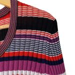 Hugo Boss  Ruffled Hem Sleeve Stripe Knit Stretchy Sweater size medium Red Blue Photo 3