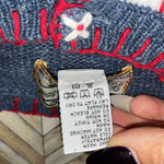 Vtg Cotton Blue Red Button Up Cardigan Sweater S Grannycore Grandma Cottagecore Red Photo 2