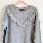 VERO MODA Gray Boho Fringe Boatneck Sweater Dress Large Photo 1