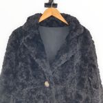 90’s/Y2K Vintage Teddy Faux Fur Black Long Sleeve Jacket Coat Rhinestone Button Size XL Photo 1