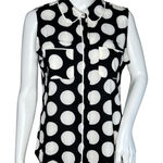 Calvin Klein Shirt Womens Small Black Polka Dots Sleeveless Rockabilly Pin Up Photo 0