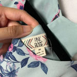 Pink Rose Y2K Floral Sleeveless Shift Dress Blue Pink Medium Chiffon Tiered Mini Sundress Photo 2