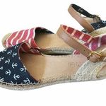 Sperry Topsider Espadrilles Nautical Anchor Sz. 6 Vacation Patriotic Red Navy Photo 0