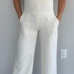 Banana Republic Wide Leg Dressy Cream Jumpsuit Zip Up Sz 4 Photo 3