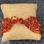 Seed Bead Multi Strand Bracelet Red Gold Clear 2 sizes Ball Loop Closure Boho Photo 2