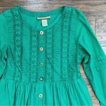 vintage • 90s Bryn Connelly green dress cotton emerald babydoll embroidered mini Photo 2