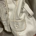Bebe Vintage 90s-Y2K white ice ice baby leather crop fitted whipstitch jacket Photo 10