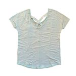 SO T-shirt Woman Light Blue Style Relaxed Yoga Criss Cross Short Sleeve Photo 2