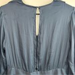 NWT See You Soon Dusty Blue Satin Long Sleeve Mini Dress Size Medium Photo 9