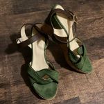 Sundance Rendezvous Wedge Sandal Cork Size 39 Green Suede Leather Photo 1