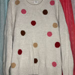 st. john's bay  Cream Sweater with Pink and Brown Polka Dots Photo 0