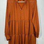 1. State  Pumpkin Spice Orange‎ Sheer Sleeve Mini Dress Size Small Fall Wedding Photo 0