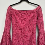 Bardot Solange Corded Lace Sheath Dress Long Sleeve in Burgundy 4 Photo 4