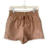 Olivaceous Faux Vegan Leather Elastic Waist Shorts Tan Size Medium NEW Photo 0