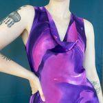 Vintage 90s Cottonade Swirled Cowl Neck Bias Cut Midi Dress Purple Size M Photo 3