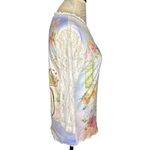 Cactus Vintage Brand Lace Sleeve Blouse Top Floral Bicycle Print Lettuce Hem Med Photo 2