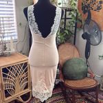 Main Strip Pale Peachy Pink Lace Trim Bodycon Midi Slip Dress Photo 1