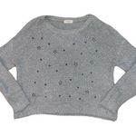 c'isa C’isa grey black star fuzzy sweater women’s size large Photo 0