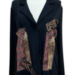 Picadilly Fashions Floral Patchwork Black Blazer Cardigan Size Medium Photo 0