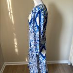 H&M Blue and White Long Sleeve V-Neck Sundress Photo 3