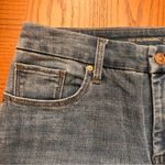 Chico's  So Slimming Girlfriend Slim Leg Beaded Fringe Hem Ankle Jeans Size 6T Photo 6