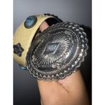 Western Belt Sz L Turquoise Concho Silver Yellow Leather Snakeskin 36.5" Photo 2