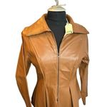 JODIFL  size small faux camel color leather jacket -very stylish!! nwt Photo 0