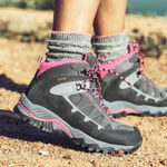 Clourts, women’s Gray and Pink Hiking Boots Size 7.5 Photo 0