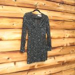 Mac Duggal   10976 Black Long Sleeve Sheer Embellished Mini Dress Photo 5