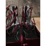 Banana Republic Women's Strappy Flats Burgundy /Purple Velvet Ankle SOLD Photo 3