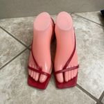 Schutz  Heloise Mid Block Leather Slingback Thong Dress Sandals red 7.5B EUC Photo 1