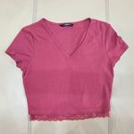 SheIn Pink Cropped Tee Photo 0