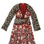Free People Women’s Tilda Long Sleeve Red White Floral Printed Wrap Maxi Dress Photo 2